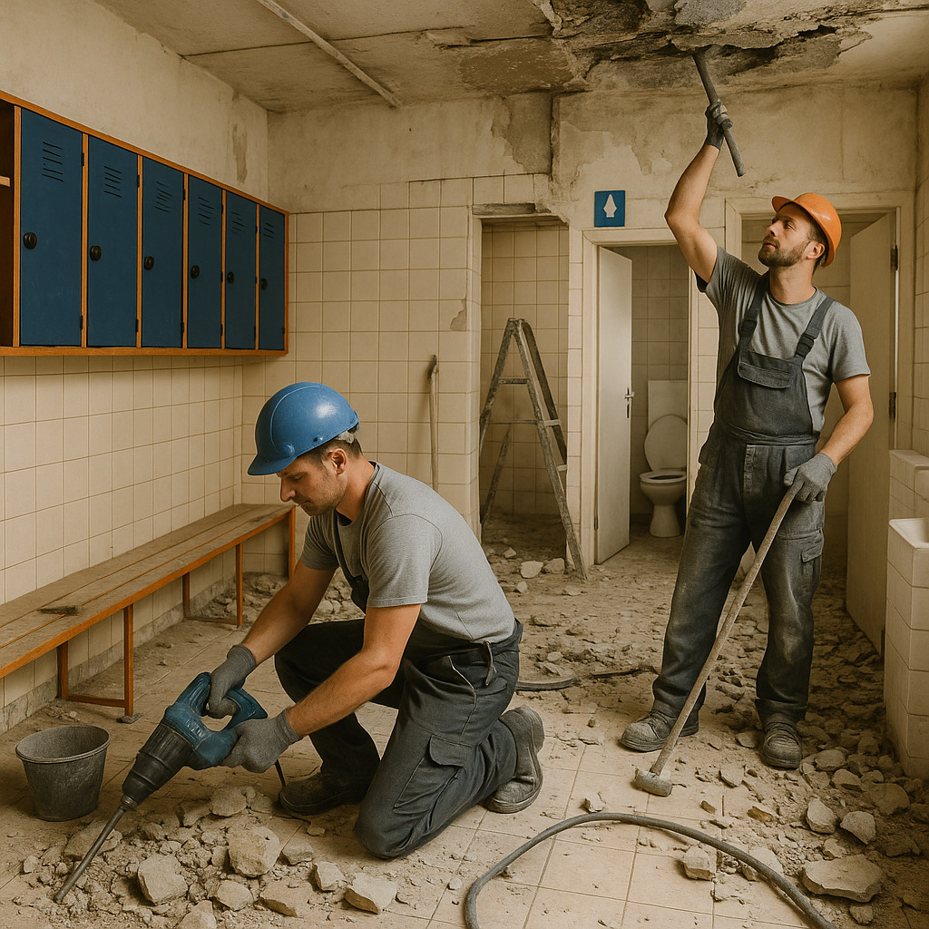Sanierungsarbeiten an Umkleiden und Sanitäranlagen