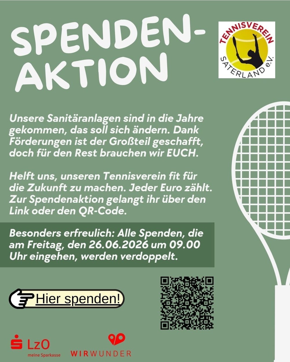 Projektsponsoring: Sanierung Tennisverein Saterland e.V.